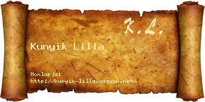 Kunyik Lilla névjegykártya